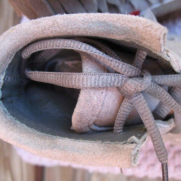 Gray Suede Fringe Bohemian Wedge Ankle Boots 6.5 - Picture 8 of 14